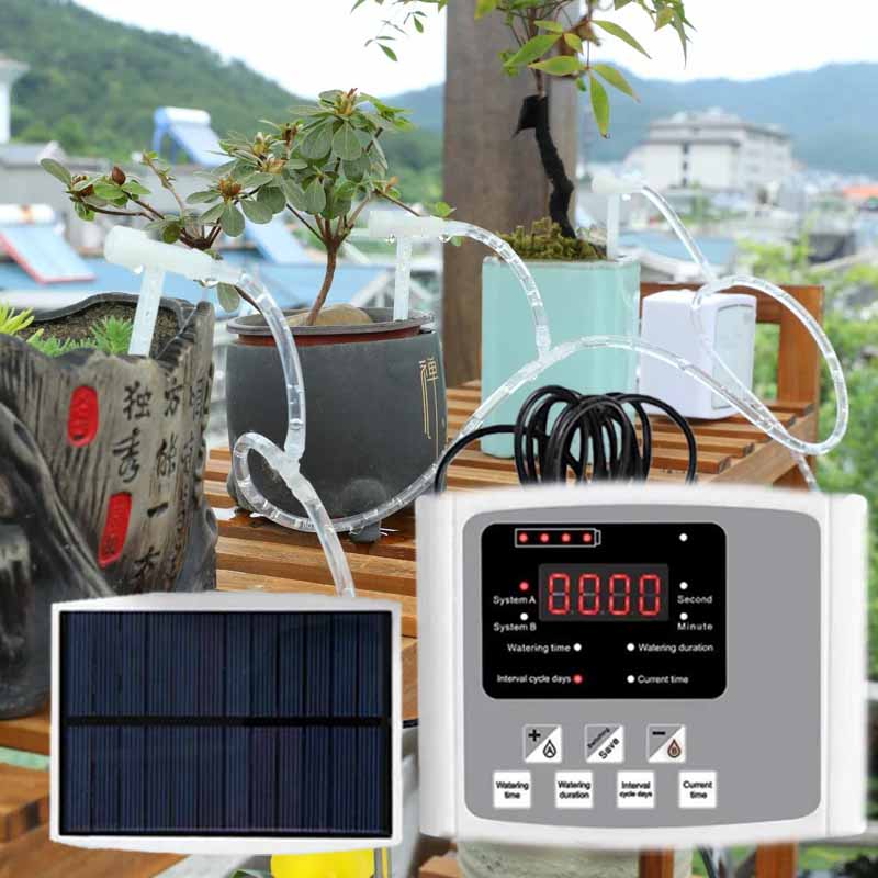 Yoocaa Smart Garden - Automatisches Tropfbewässerungsgerät mit Solarenergie, Doppelpumpe, verstellbares