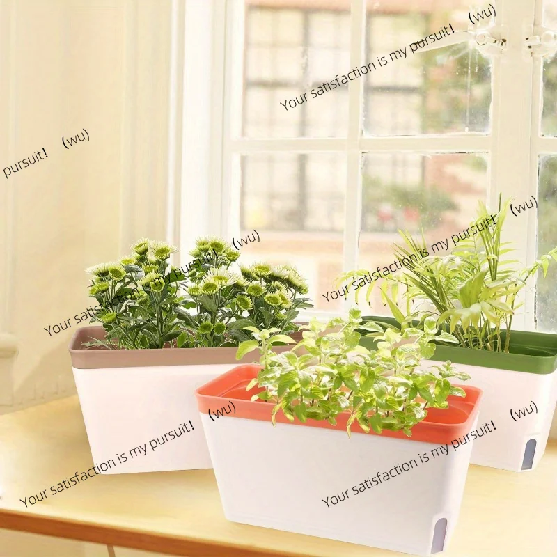 Indoor Herb Garden Kit - Selbstbewässerndes Fensterbrett-Pflanzset: Modernes Kräutergarten-Set aus Kunststoff
