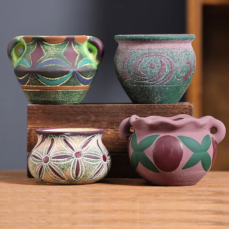 Indoor Herb Garden Kit - Mediterrane saftige Blumentöpfe hausgemachte rote Keramik